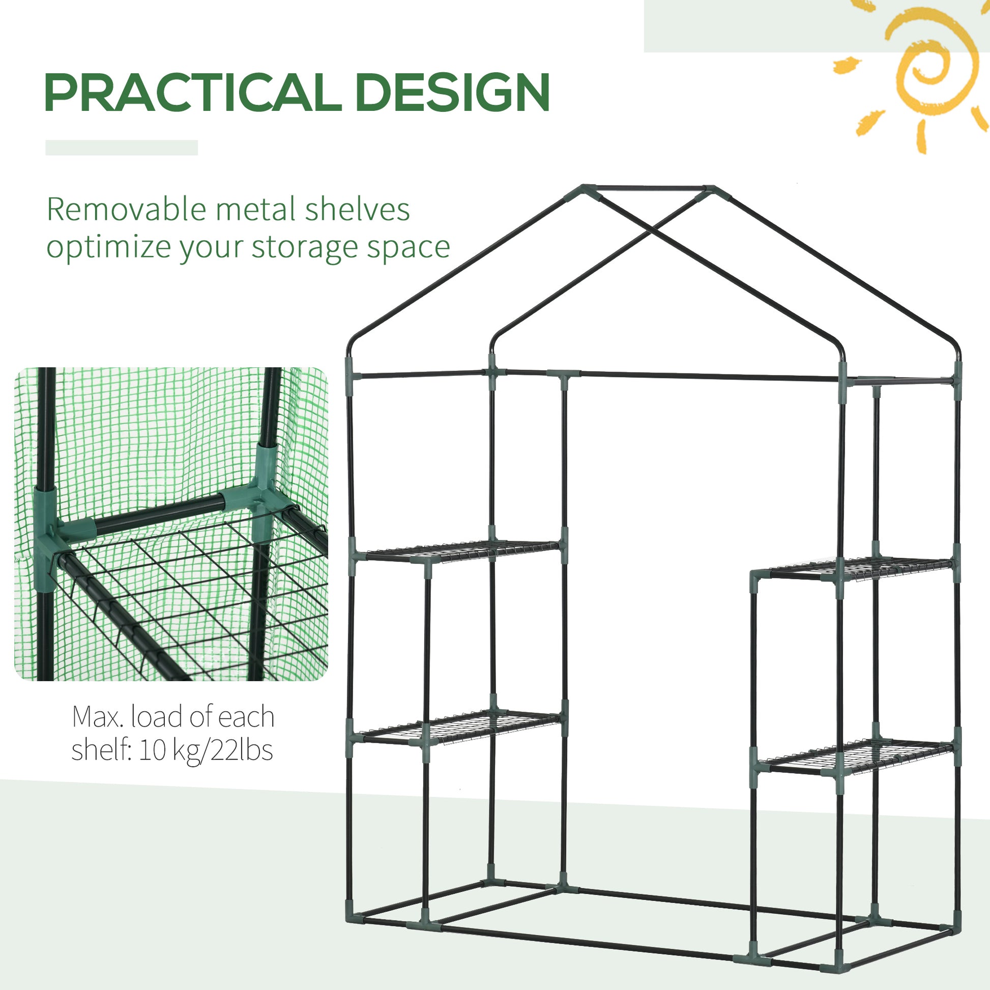 55" x 28" x 75" Walk-in Greenhouse Portable Garden Plant Flower Seed Warm House with 4 Shelves Outdoor Plant Growth Hot 