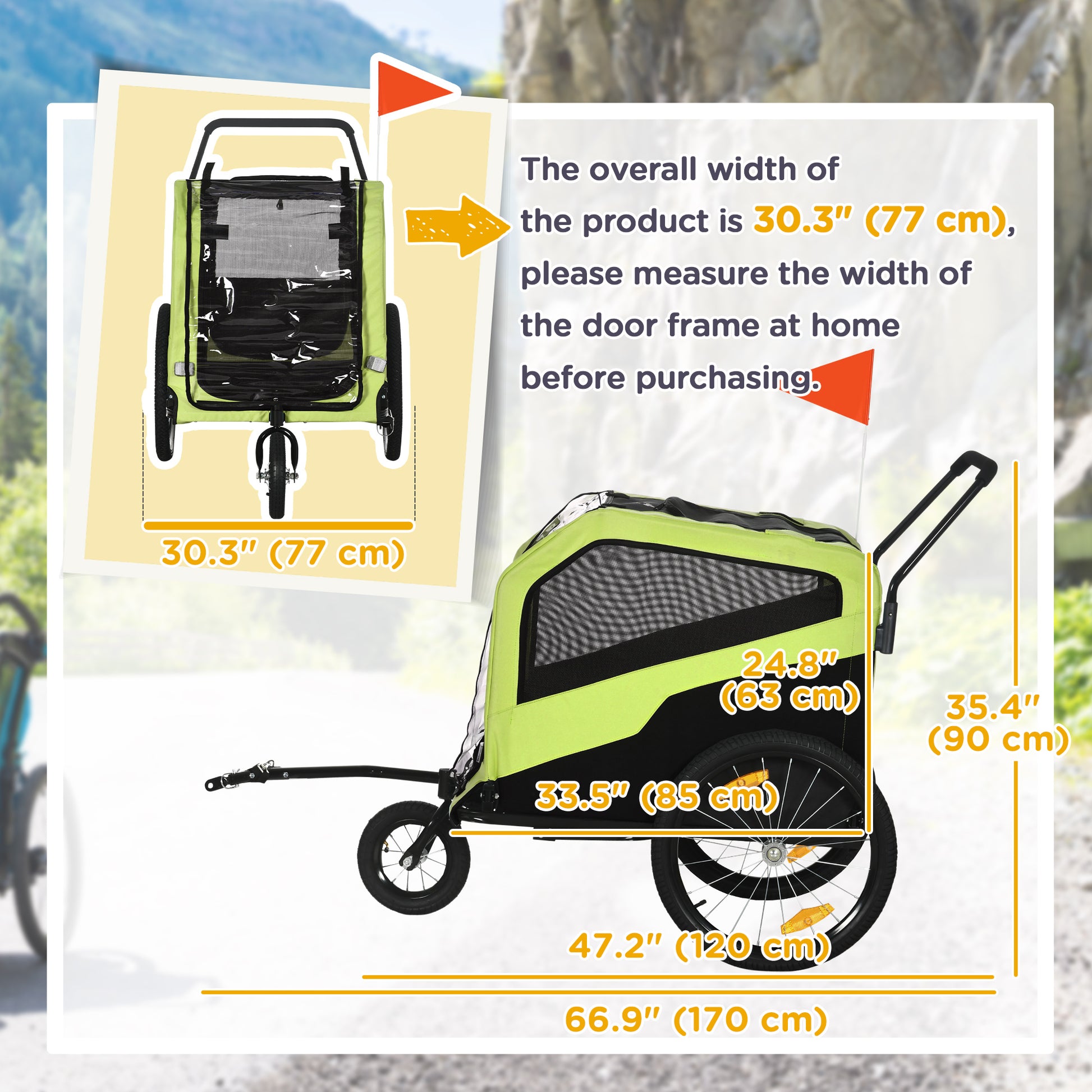 VarietyKart 2-in-1 Dog Bike Trailer for Large Dogs, Green