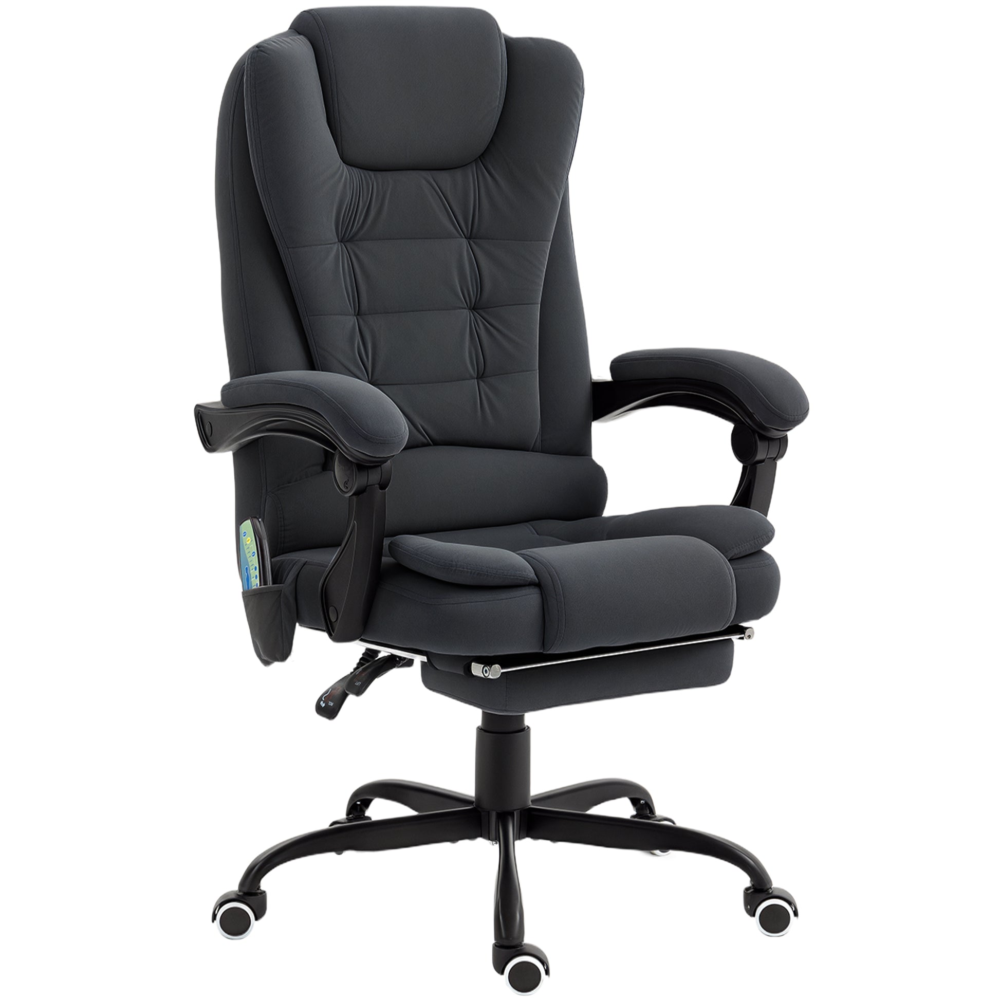 7-Point Vibrating Massage Chair, Reclining Office Chair with Footrest, Reclining Back, Adjustable Height, Black