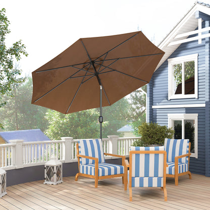 10' x 8' Round Market Umbrella, Patio Umbrella with Crank Handle and Tilt, Outdoor Parasol for Garden, Bench, Lawn, Coff