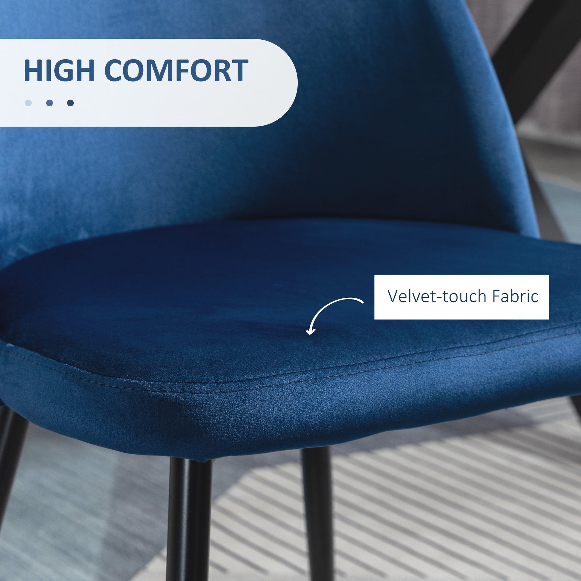 Modern Dining Chairs, Mid-Back Velvet-touch Upholstery Side Chair, Table Chair for Living Room, Dining Room, Dark Blue, 