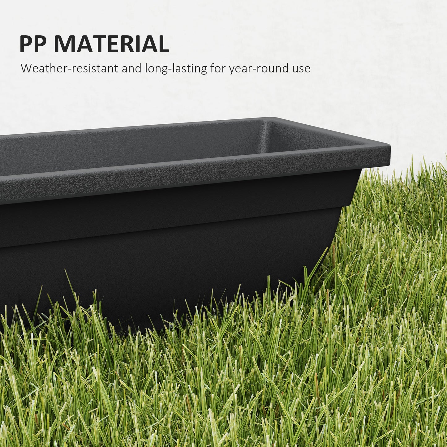 Long Rectangular Flower Plant Pots, 7 Pack 23 Inches Window Boxes Planters for Windowsill, Garden, Black