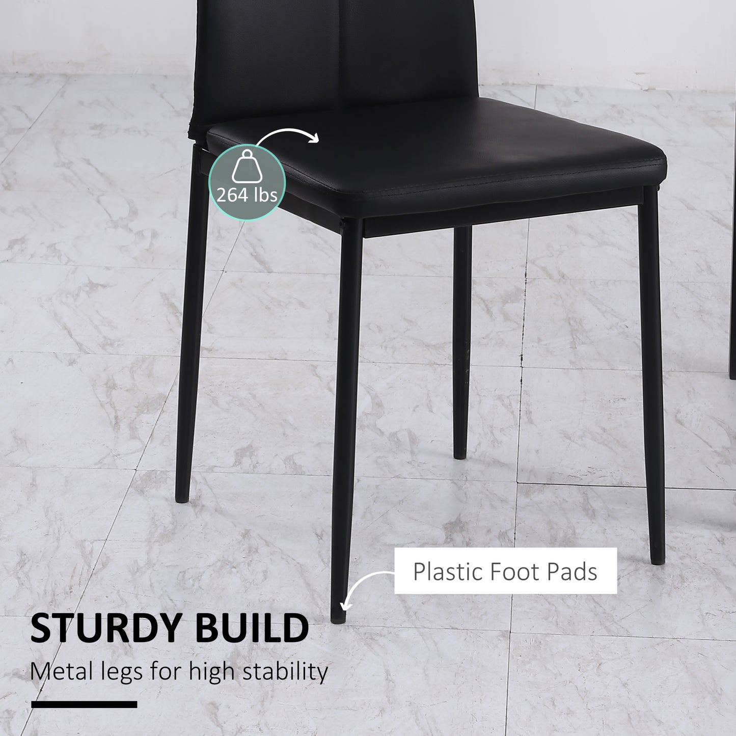 Set of 4 Modern Style Dining Chairs, Button Tufted High Back Side Chairs with Upholstered Seat, Steel Legs for Living Ro