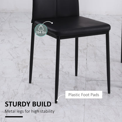 Set of 4 Modern Style Dining Chairs, Button Tufted High Back Side Chairs with Upholstered Seat, Steel Legs for Living Ro