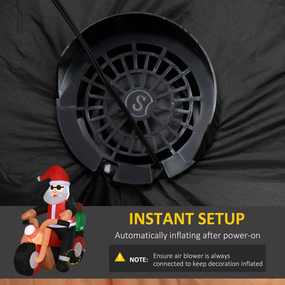 5.5' H Christmas Holiday Yard Inflatable Outdoor, Light Up LED Decoration, Santa Claus Riding a Motorcycle