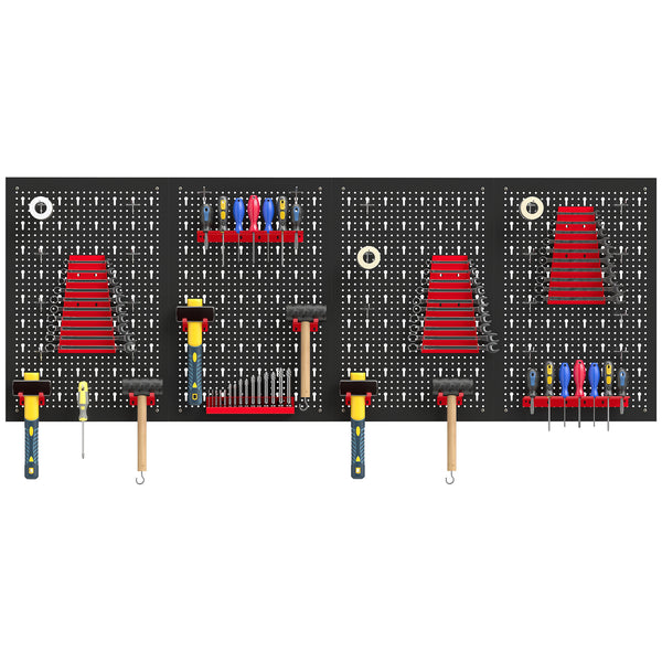 38-Piece Metal Pegboard Tool Organizer – Black & Red
