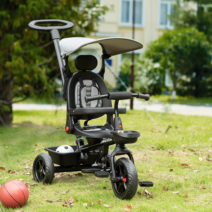 Qaba Tricycle for Toddler 5 in 1 Kids Trike, Converts Stroller to Toddler Bike, Adjustable Backrest & Flat Canopy, Detac