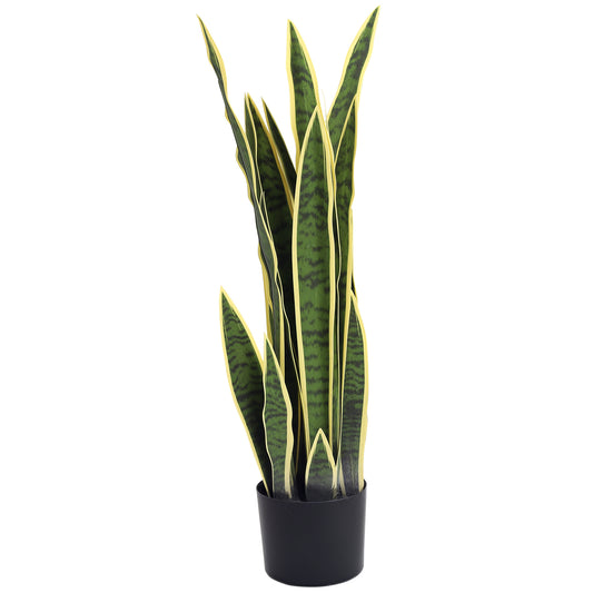 30" Artificial Snake Plant with 21 Leaves in Pot, Decorative Fake Plant for Home, Office, and Living Room, Green