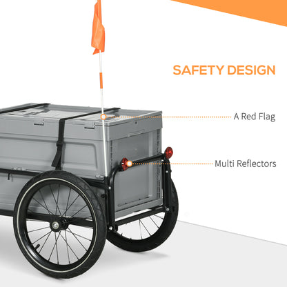 VarietyKart Steel Trailer for Bike, Bicycle Cargo Trailer with Storage Box, Safe Reflectors, Max Load 88LBS