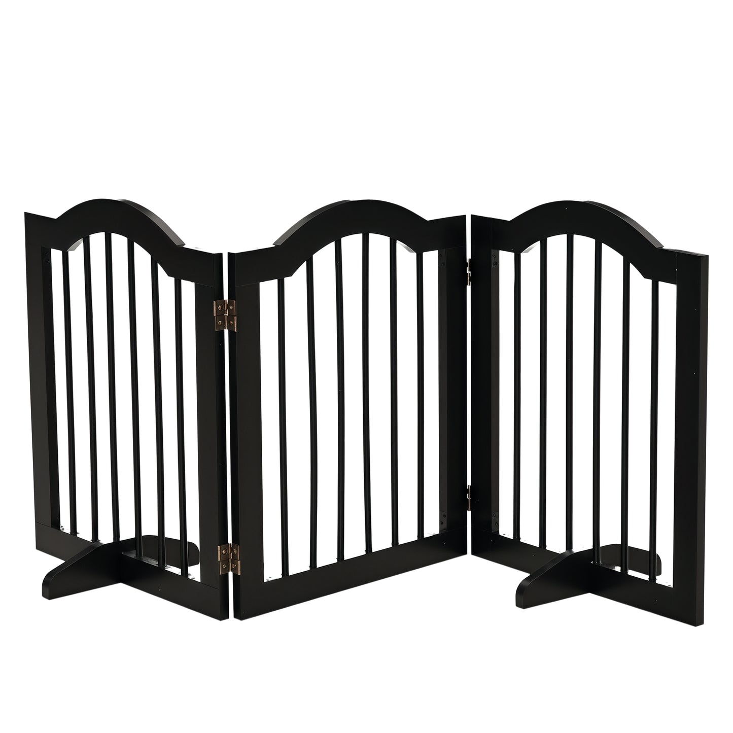 24"H Foldable Dog Gate, 3 Panels Freestanding Pet Gate Barriers Indoor with Support Feet, Puppy Fence for Small Dogs, Bl