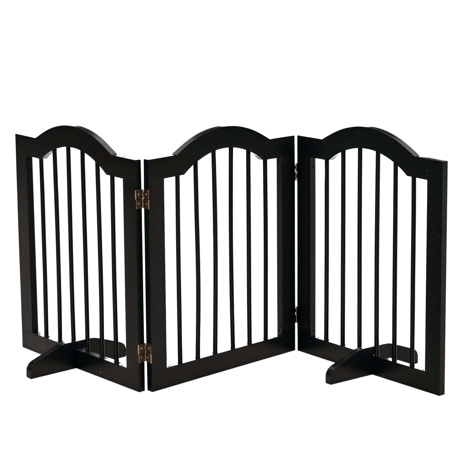24"H Foldable Dog Gate, 3 Panels Freestanding Pet Gate Barriers Indoor with Support Feet, Puppy Fence for Small Dogs, Bl