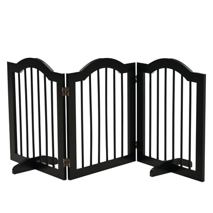 24"H Foldable Dog Gate, 3 Panels Freestanding Pet Gate Barriers Indoor with Support Feet, Puppy Fence for Small Dogs, Bl