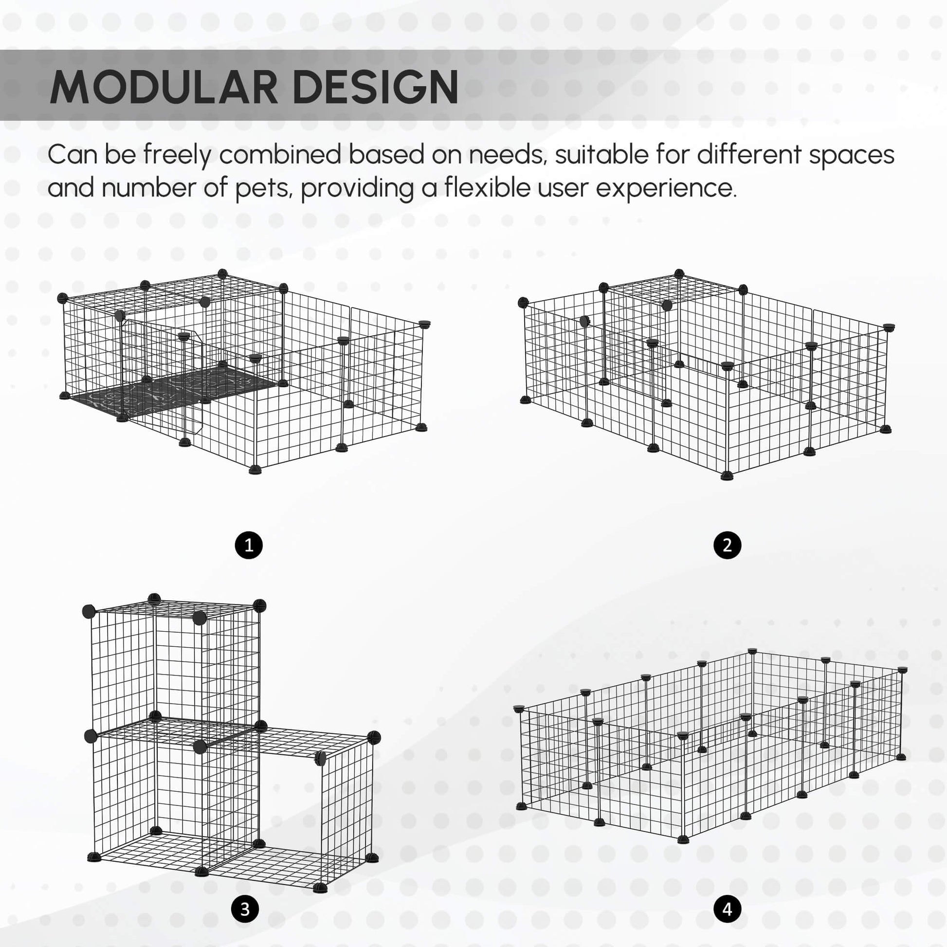 Small Animal Cage with 16 Panels, Portable Metal Wire Pet Fence with Door, Non-slip Feet for Bunny Guinea Pig