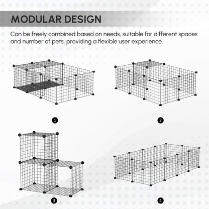 Small Animal Cage with 16 Panels, Portable Metal Wire Pet Fence with Door, Non-slip Feet for Bunny Guinea Pig