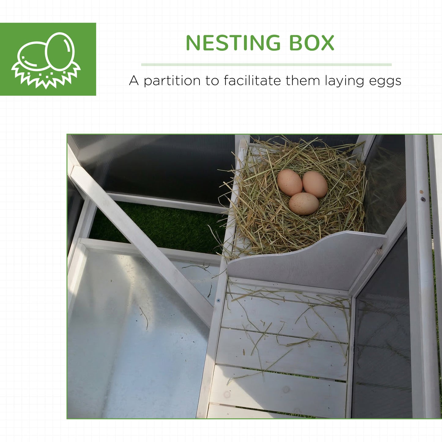 63" Chicken Coop Wooden Hen House Rabbit Hutch Poultry Cage Pen Outdoor Backyard with Nesting Box and Run Small Animal C