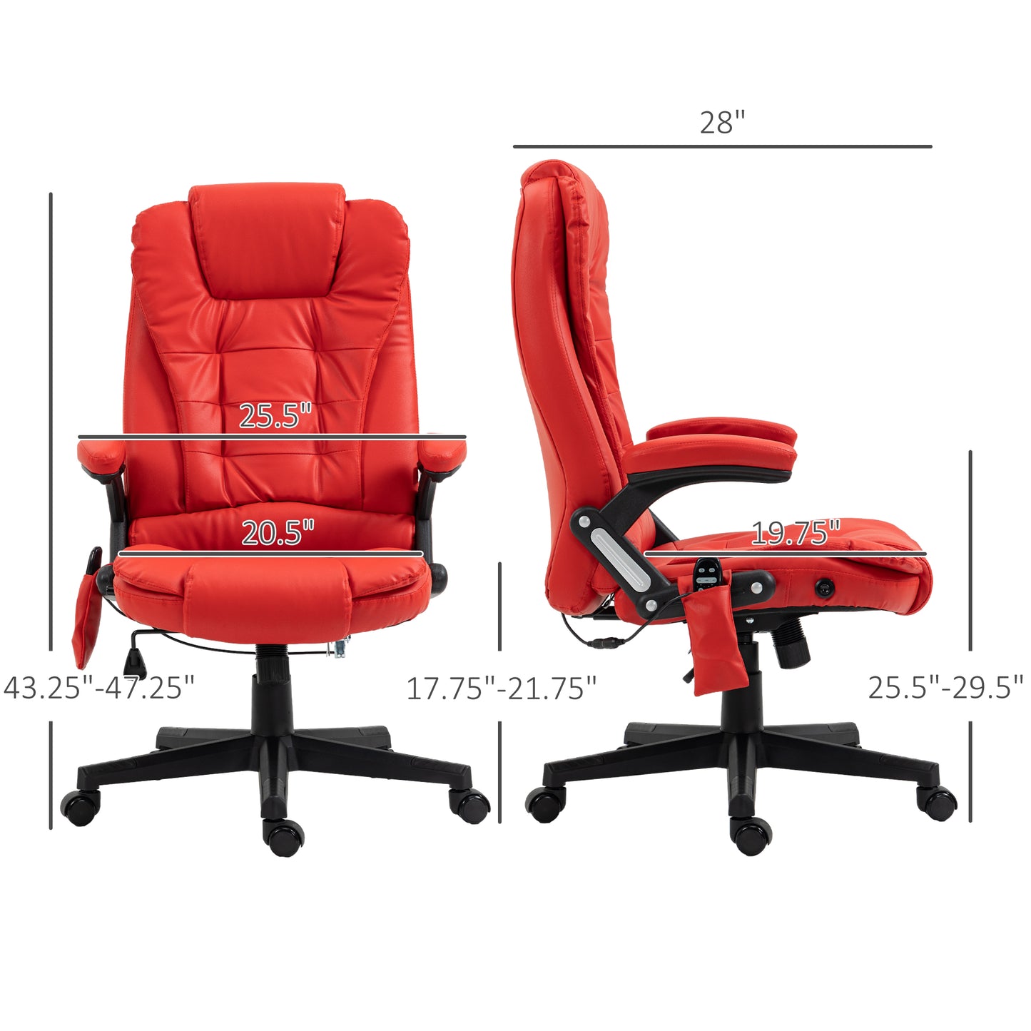 Adjustable Heated Ergonomic Massage Office Chair Swivel Vibrating High Back Faux Leather Executive Chair