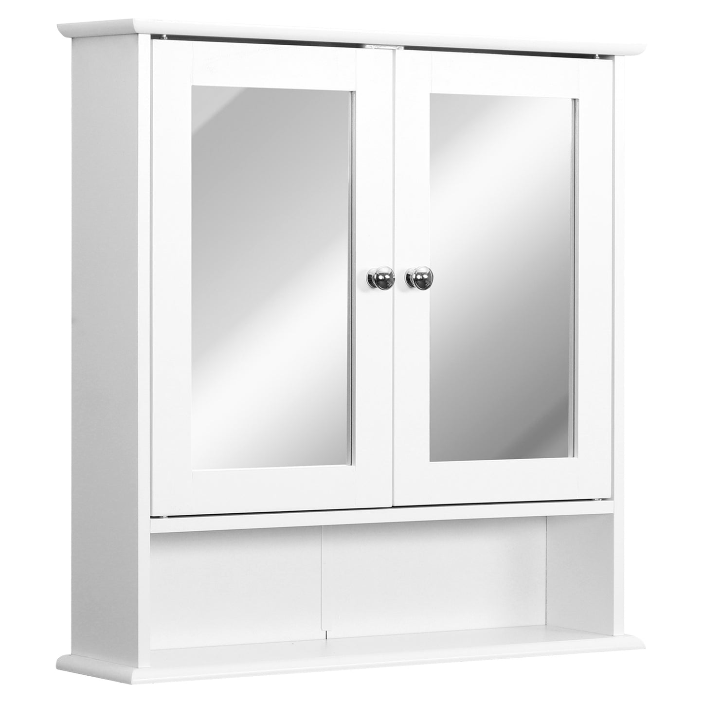 Medicine Cabinet, Wall-Mounted Bathroom Mirror Cabinet with Double Doors, Open Shelf, and Adjustable Shelf, Modern Bathr