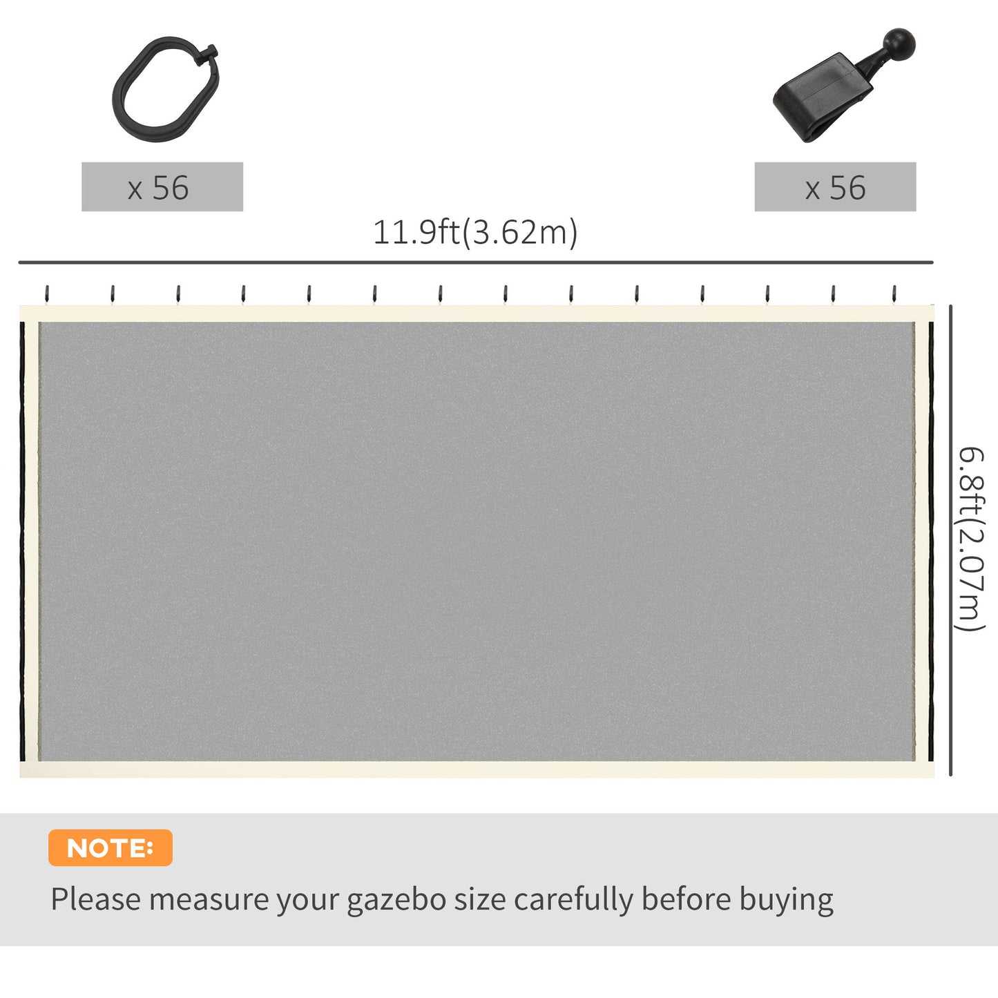 Replacement Mosquito Netting for Gazebo 12' x 12' Black Screen Walls for Canopy with Zippers for Parties and Outdoor Act