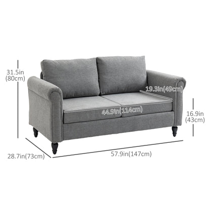 Vintage Loveseat, Upholstered Love Seat Furniture, Chenille-feel Fabric 2 Seater Sofa Couch with Rolled Arms, Gourd-Shap