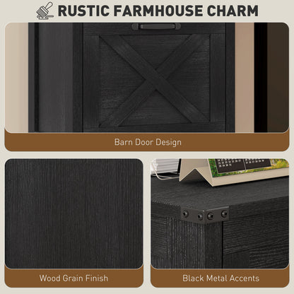 Vertical Filing Cabinet with 2 Drawers, Rustic Farmhouse Office Storage Cabinet for A4, Letter Size, Distressed Black