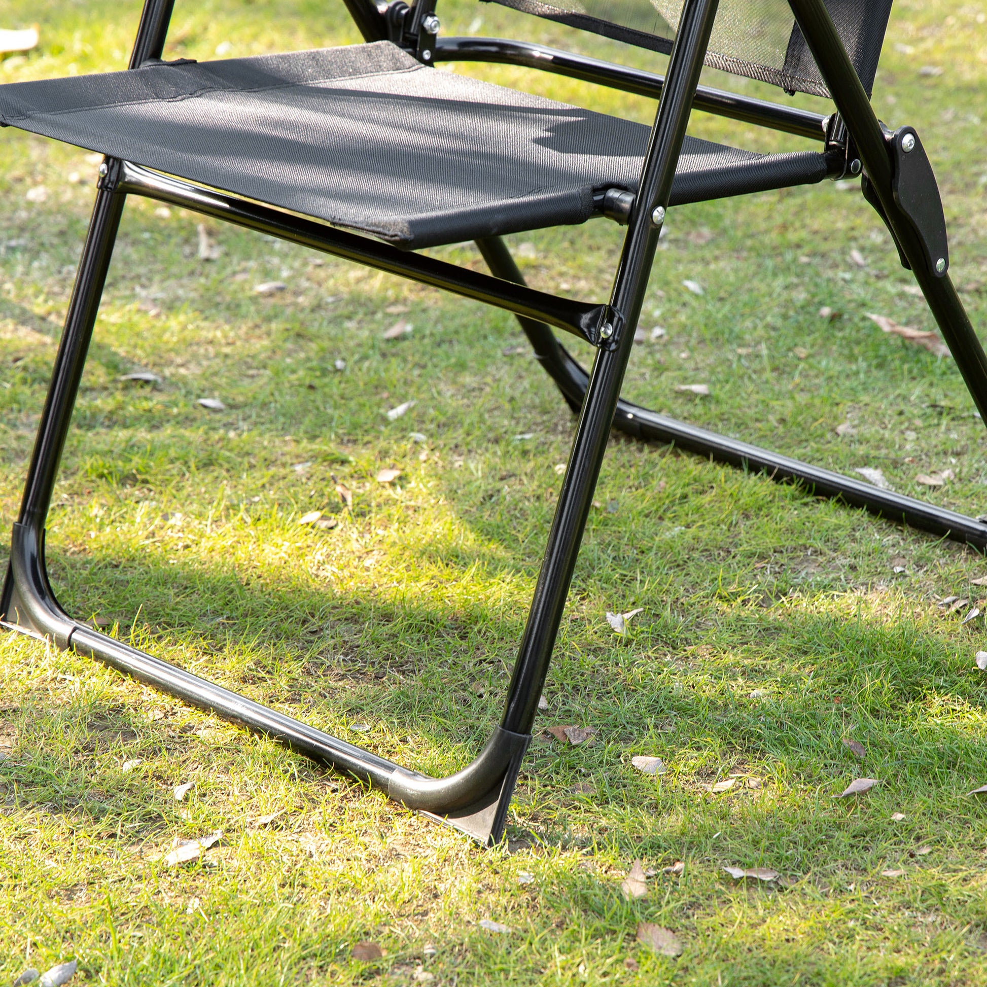 Set of 4 Camping Chairs, Outdoor Folding Lounge Chair Set with 5 Level Adjustable Backrest, Removable Headrest, Armrest 