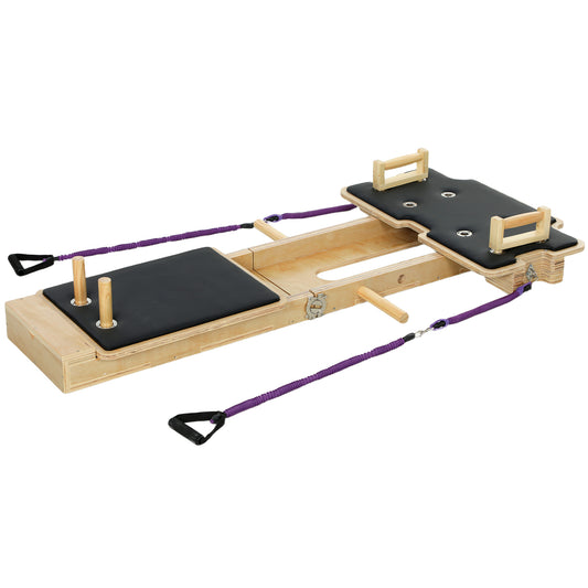 Soozier Foldable Pilates Reformer Machine, Multifunctional Pilates Board with Resistance Bands and Multi-Grips for Home 