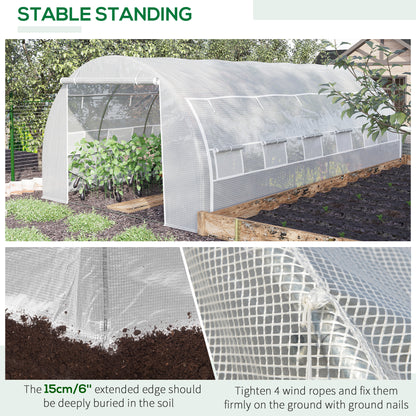 20'x10'x6.6' Tunnel Greenhouse with UV-Resistant Cover, Zippered Door and 12 Roll-up Windows, Outdoor Green House for Ga