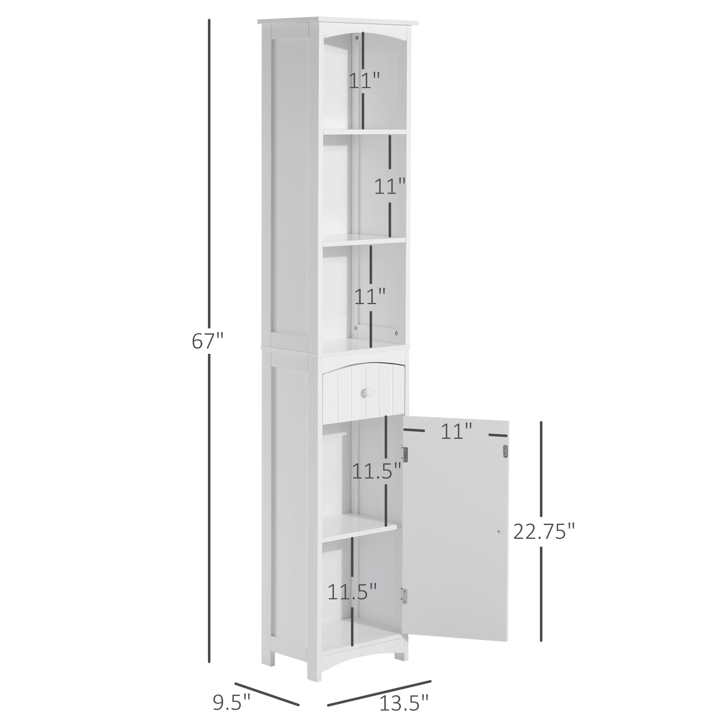 Tall Wooden Bathroom Cabinet Storage Organizer Kitchen Bedroom Decorative