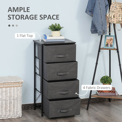 Linen Drawer Cabinet Organizer Storage Dresser Tower with 4 Removable Drawer Metal Frame Adjustable Feet for Living Room