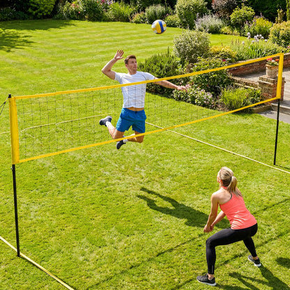 Soozier 31ft Portable Volleyball Net Set with Adjustable Height Steel Poles, Volleyball, Boundary Line and Carrying Bag