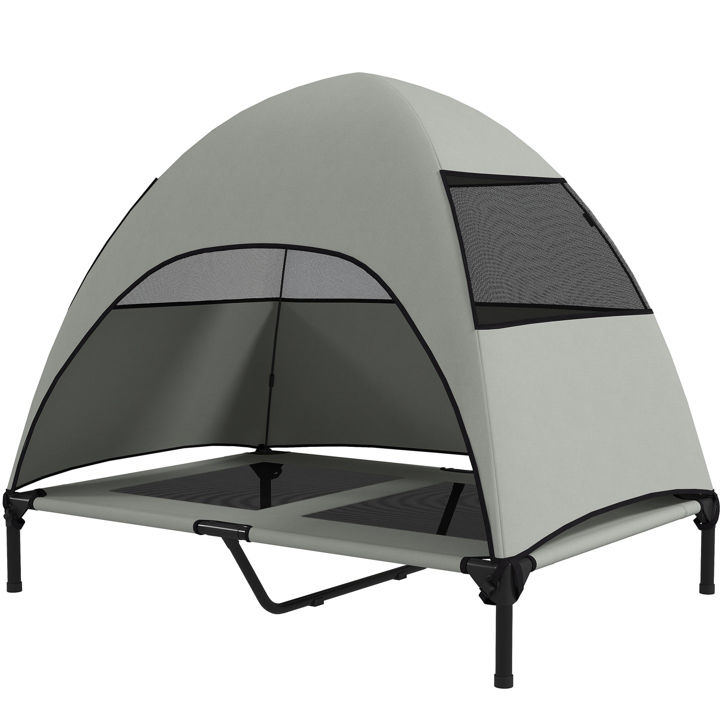 Elevated Dog Bed with Canopy Raised Dog Bed  Washable Mesh Steel Frame 41.7" x 29.9" x 39" Light Grey