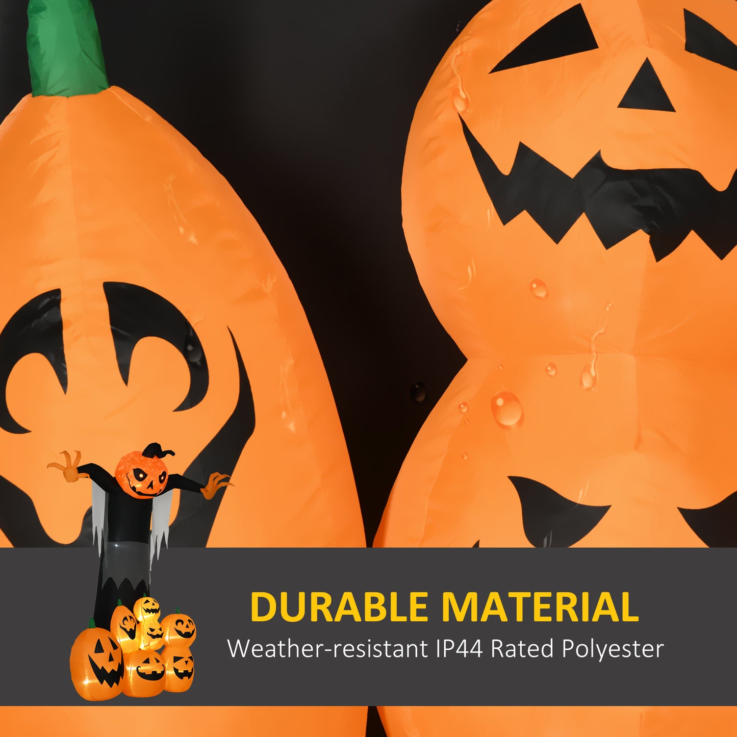 9ft Inflatable Halloween Decoration Pumpkin Ghost with Pumpkins, Blow-Up Outdoor LED Display for Lawn, Garden, Party