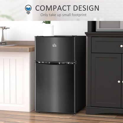 3.2 Cu Ft Compact Refrigerator, Mini Fridge with Freezer, Adjustable Shelves and Reversible Doors for Bedroom, Black