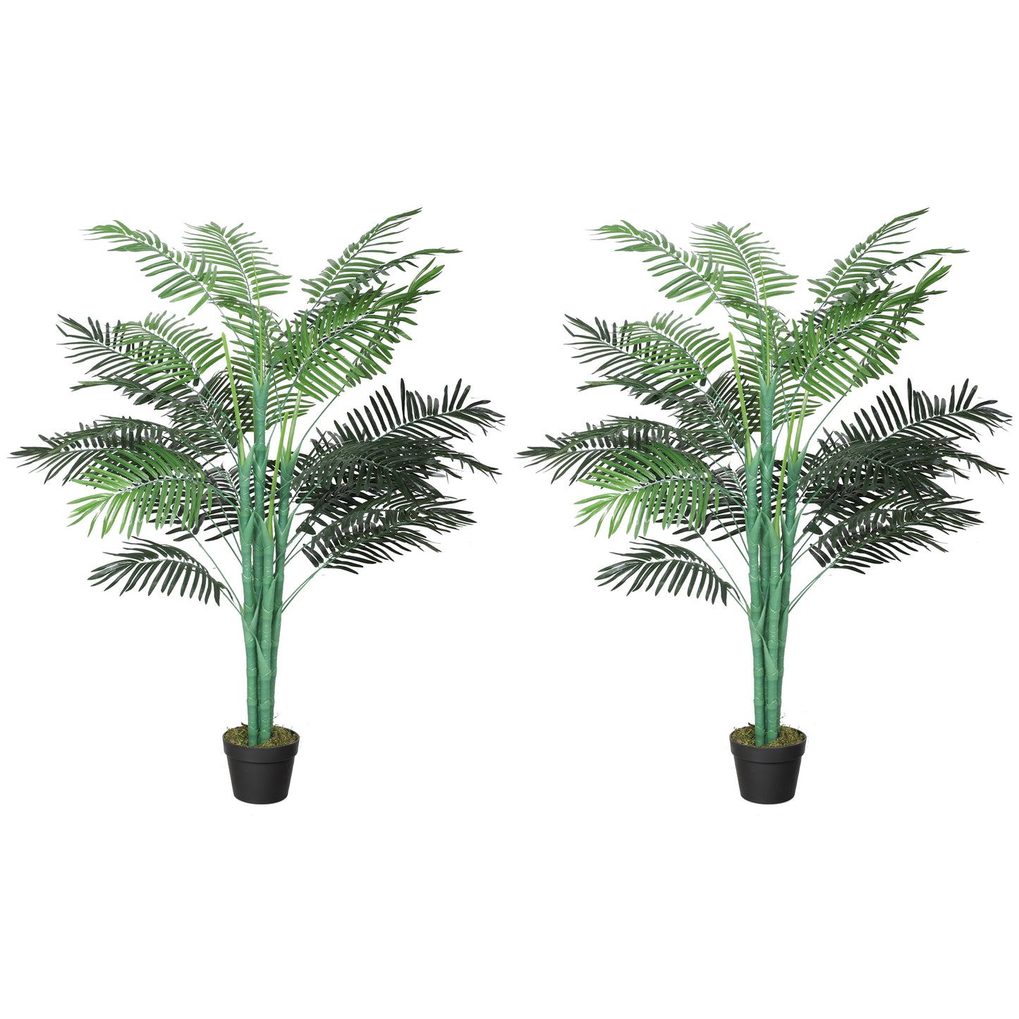 5FT Artificial Palm Tree Set of 2, Fake Tropical Tree with Lifelike Leaves, Faux Plant in Pot for Indoor Decoration, Gre