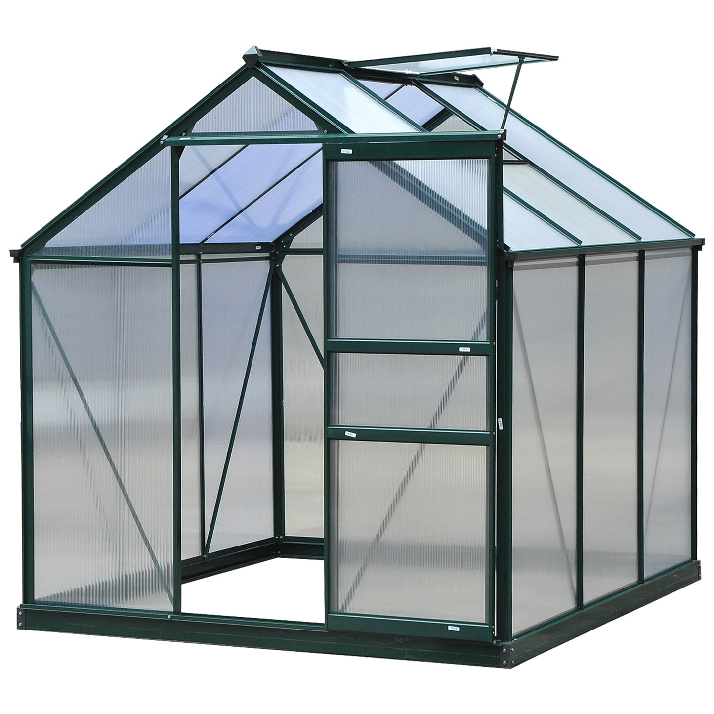 6.2' x 6.3' x 6.6' Clear Polycarbonate Greenhouse, Large Walk-In Green House Garden, Plants Grow, Galvanized Sheet  Fram