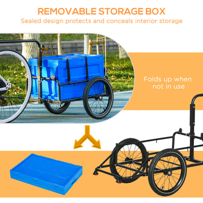 VarietyKart Steel Trailer for Bike, Bicycle Cargo Trailer with Foldable Storage Box and Safe Reflectors, Max Load 88LBS,