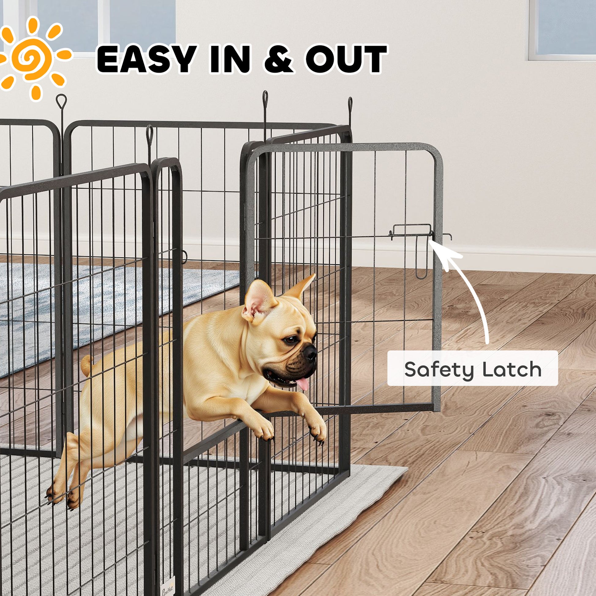 16 Panels Dog Playpen with Strap, Portable & DIY, for Medium Dogs, for Yard, RV, Camping, Garden, 31.5" H