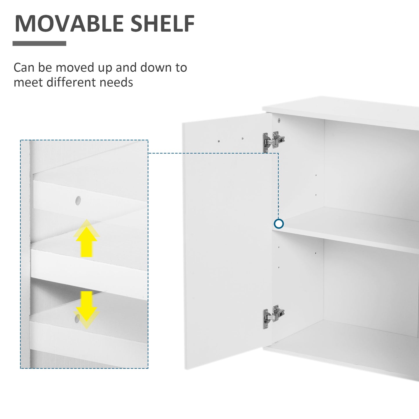 High Gloss Sideboard with 2 Drawers and 3 Doors, Buffet Cabinet with Adjustable Shelf, Coffee Bar Cabinet with Storage, 