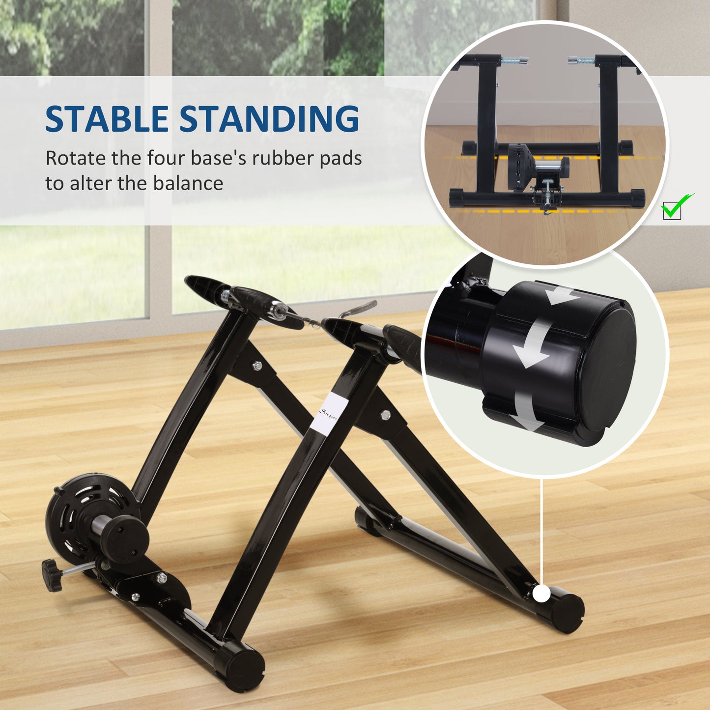 Soozier Foldable Indoor Bike Trainer, Stationary Bicycle Stand for Riding Exercise, 26-28" & 700C Wheels, Quick Release 