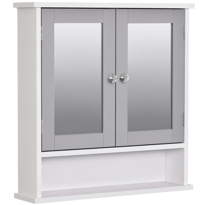 Medicine Cabinet, Wall-Mounted Bathroom Mirror Cabinet with Double Doors, Open Shelf, and Adjustable Shelf, Modern Bathr