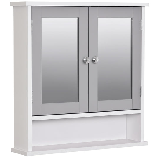 Medicine Cabinet, Wall-Mounted Bathroom Mirror Cabinet with Double Doors, Open Shelf, and Adjustable Shelf, Modern Bathr