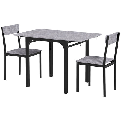 Foldable Dining Table Set for 2, Drop-Leaf Kitchen Table with 2 Chairs for Apartments, Studios, Natural Drop-leaf Dining
