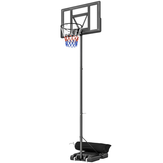 Soozier Basketball Hoop Stand Outdoor, 4.4–10 ft Single Hand Rotation Adjustable with Shatterproof Backboard & Weight Ba