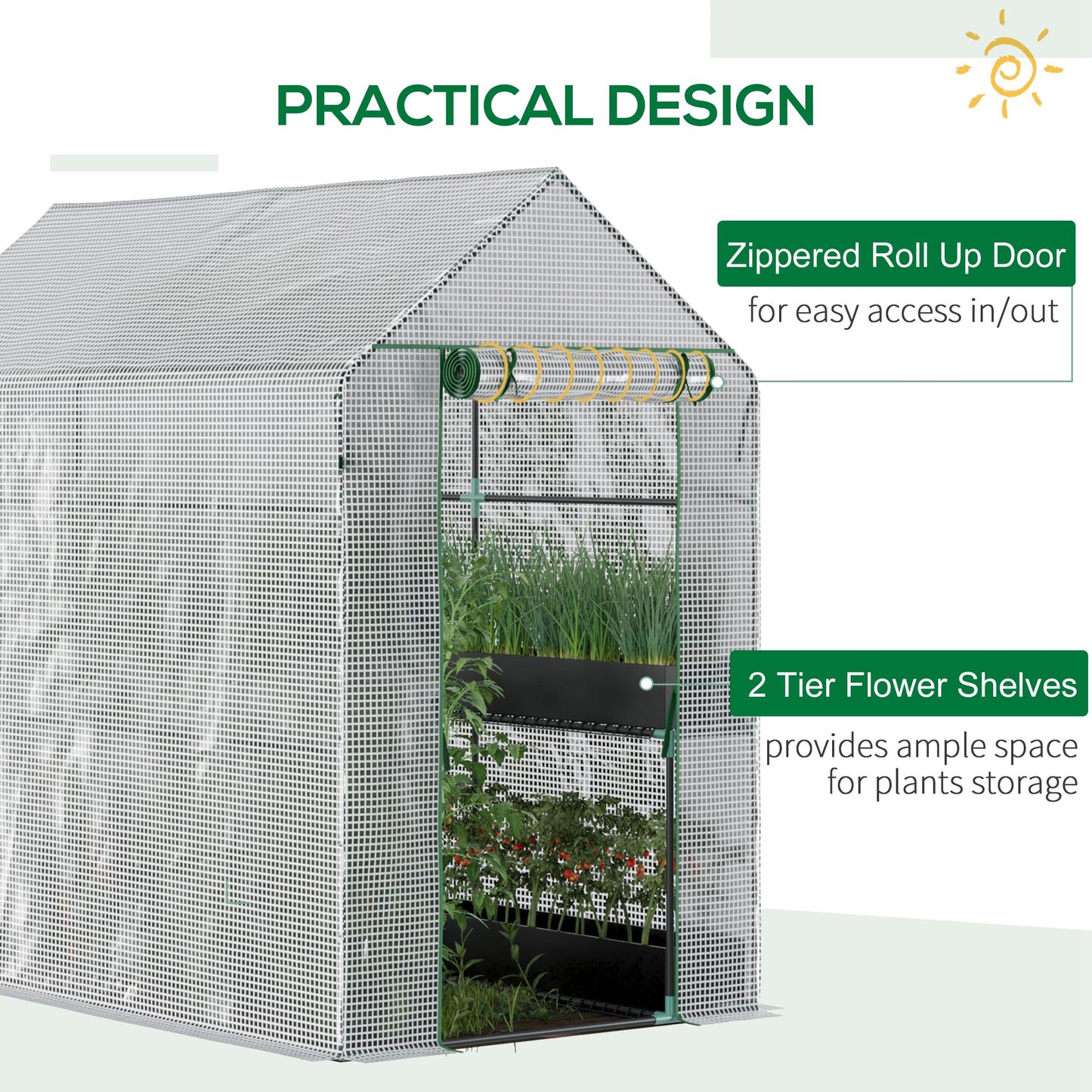 73" x 47" x 75" Walk-in Greenhouse Outdoor Portable Plant Flower Growth Warm House Garden Tunnel Shed with Roll-up Door 