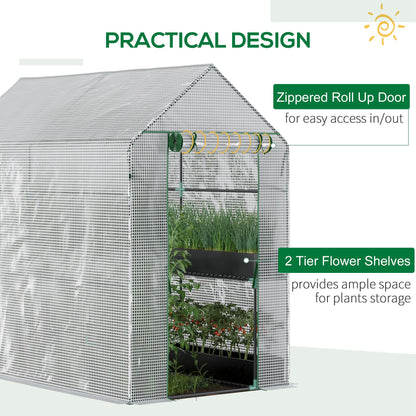 73" x 47" x 75" Walk-in Greenhouse Outdoor Portable Plant Flower Growth Warm House Garden Tunnel Shed with Roll-up Door 