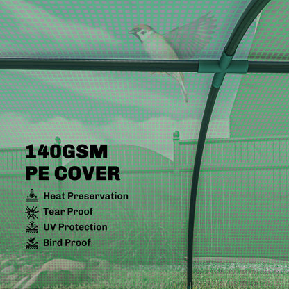 Portable Mini Greenhouse, Tunnel Growing Tent with 5 Mesh Windows and Steel Frame, 7' x 3' x 2', Green