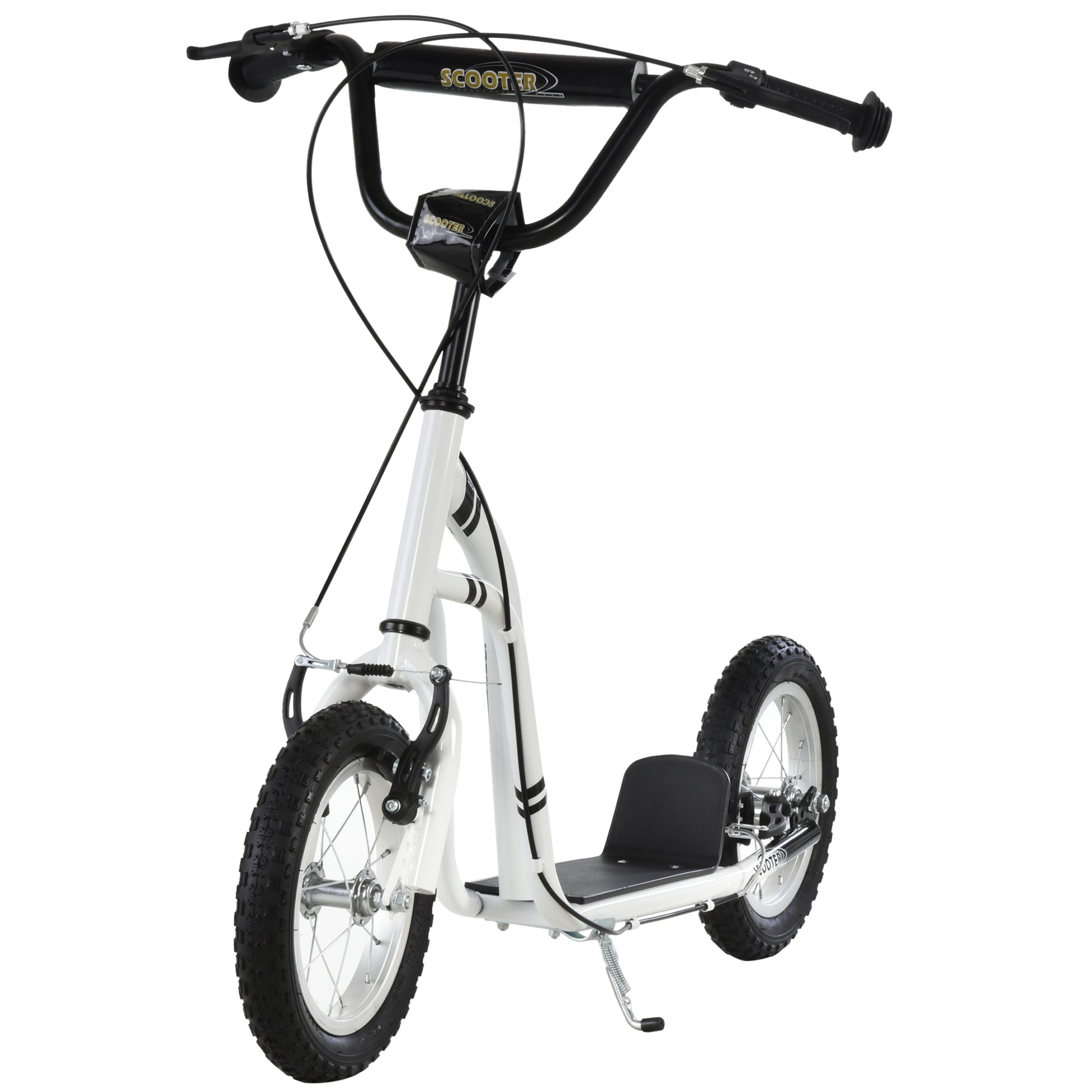 VarietyKart Dual Brakes Kick Scooter 12-Inch Inflatable Front Wheel Ride On Toy for Age 5+, White