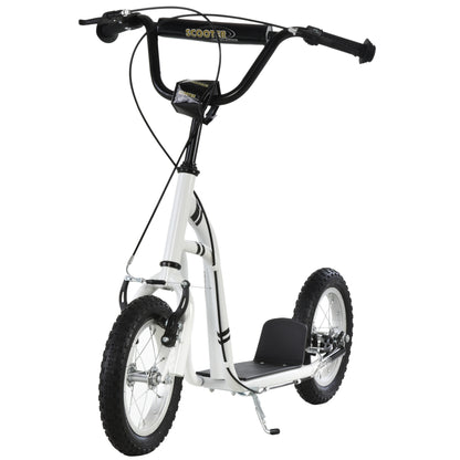 VarietyKart Dual Brakes Kick Scooter 12-Inch Inflatable Front Wheel Ride On Toy for Age 5+, White