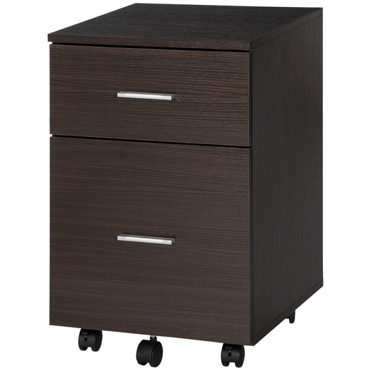 Mobile Filing Cabinet, Vertical File Cabinet with 2 Drawers, Wheels, for Letter or A4 File, Brown