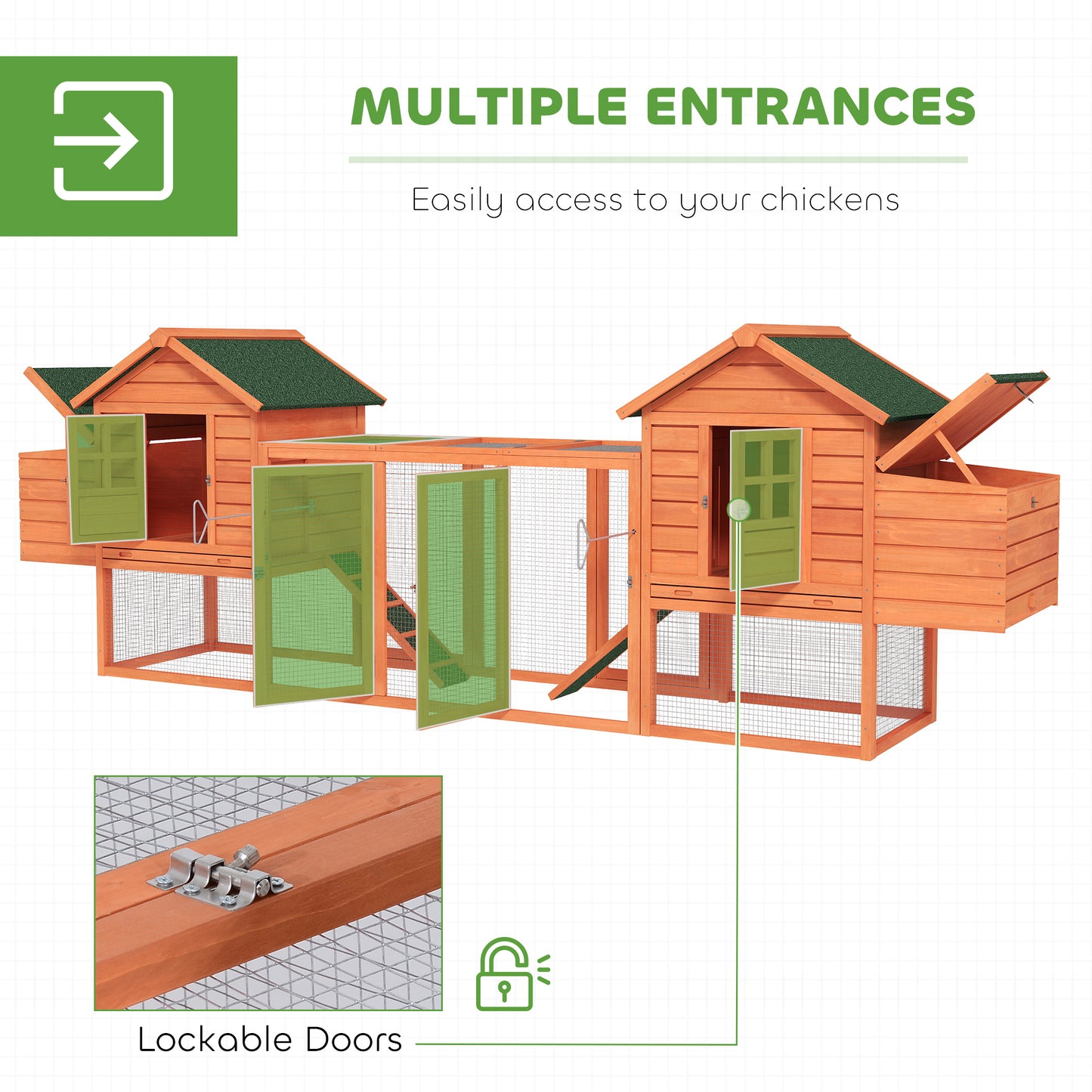 123" Extra Large Chicken Coop Wooden Poultry House Rabbit Hutch Hen Backyard with Outdoor Run Ramps and Nesting Boxes, O